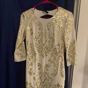 B.Darlin Gold sequin holiday cocktail dress, size 3/4